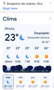 El clima hoy martes