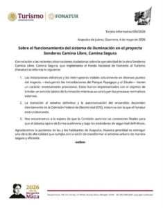 Se justifica FONATUR por trabajos mal hechos en senderos de luz